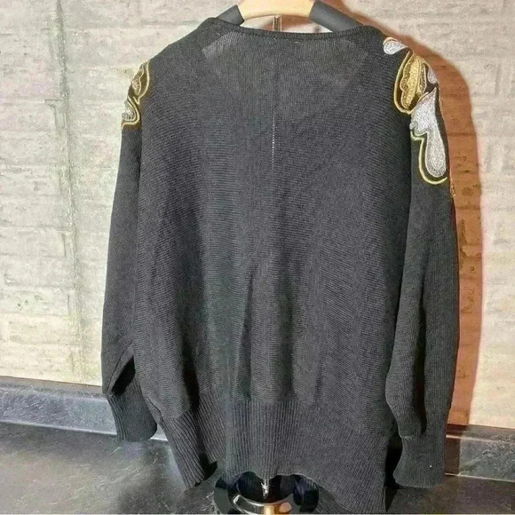 Etosha Tunic Sweater Cotton Blend Bat-Wing Long Sleeve Embellishments Size 1x - Picture 4 of 13